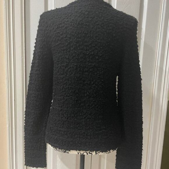 CHICOS TWEED SWEATER BLACK JEWELED Sz M FRINGED EMBELLISHMENT SOPHISTICATED - Picture 5 of 16